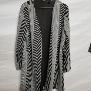 Notations Black and White Zigzag Cardigan